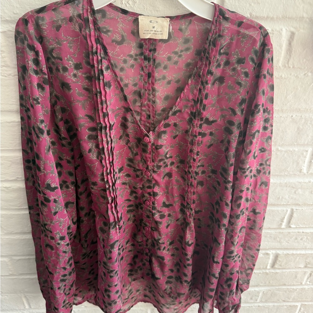 Sheer Pink Floral Blouse